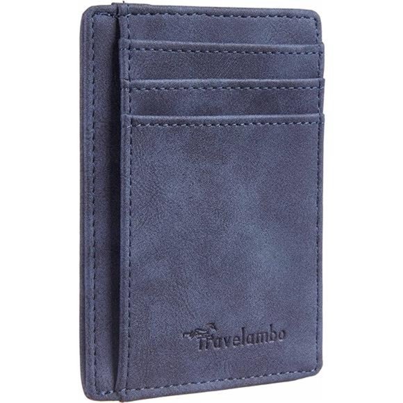 Mens Front Pocket Minimalist Leather Slim Wallet RFID Blocking Medium Size - Picture 1 of 4
